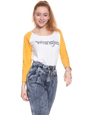 Wrangler Wrangler Bluzka RAGLAN CROP LS TEE Żółty Regular Fit