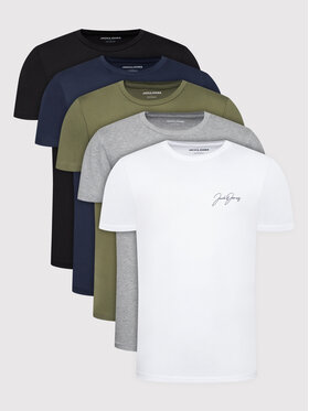 Jack&Jones Jack&Jones Komplet 5 t-shirtów Connor 12213505 Biały Regular Fit