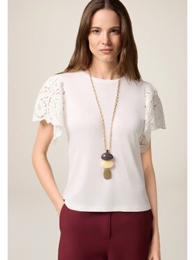 Oltre Oltre T-Shirt G049J004269N011 Biały Regular Fit