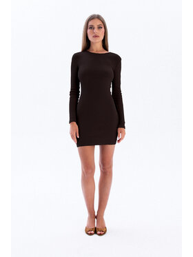 Nudyess Nudyess Sukienka dzianinowa Eos mini z prążka Brązowy Fitted Fit