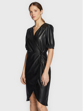 NAF NAF NAF NAF Рокля от имитация на кожа Elune THNR3 Черен Slim Fit