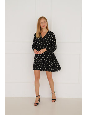Entelier Entelier Sukienka elegancka z falbaną Czarny Comfortable Fit