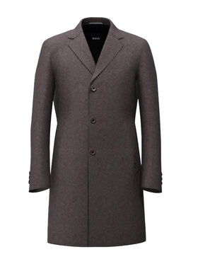 Boss Boss Cappotto di lana Boss Cappotto Nero in lana Marrone Slim Fit