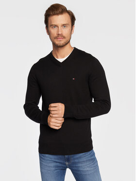 Tommy Hilfiger Tommy Hilfiger Sveter Pima MW0MW28047 Čierna Regular Fit