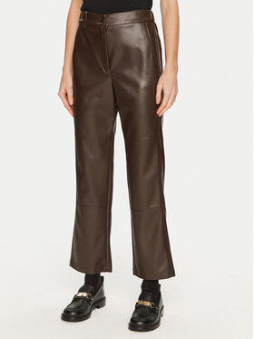 Max Mara Leisure Max Mara Leisure Hlače od imitacije kože Struzzo 2426786098 Smeđa Straight Fit