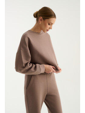 TRIPLES TRIPLES Bluza Boxy Choco Srebrny Feminine Fit