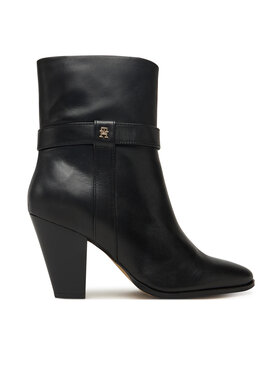 Tommy Hilfiger Tommy Hilfiger Botki Th T-Strap Leather Pointy Bootie FW0FW08984 Czarny
