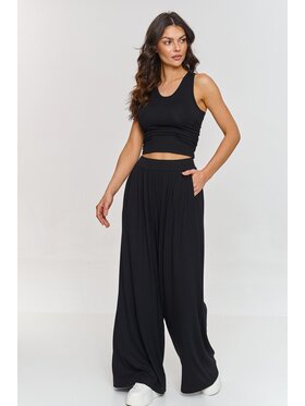 Makadamia Makadamia Komplet bluzka i spodnie M871 Czarny Loose Fit