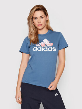 adidas adidas T-shirt Superher Floral Graphic Logo HE4926 Blu Regular Fit