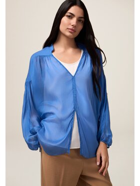 Oltre Oltre Blusa 2228E000331N0G4 Blu Baggy Fit