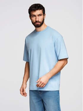 Ombre Ombre T-Shirt OM-TSBC-0267 Błękitny Loose Fit
