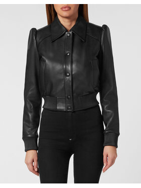 PHILIPP PLEIN PHILIPP PLEIN Kurtka skórzana 19309 Czarny Slim Fit