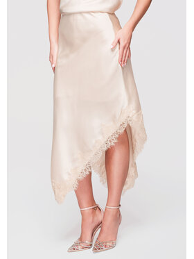 Ombre Ombre Midi sukně OW-GL-E0003 Béžová A-Line Fit