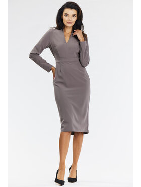 Awama Awama Sukienka A667 Beżowy Basic Fit