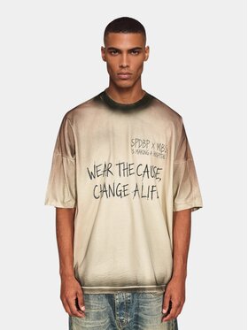 MADE BY SOCIETY MADE BY SOCIETY T-Shirt TRICOU BARBATI "CHANGE A LIFE" - T17457 Beżowy Basic Fit