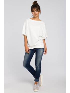 BeWear BeWear Felpa B048 Bianco Baggy Fit