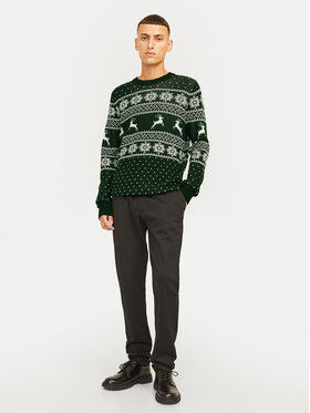 Jack&Jones Džemper Xmas Gabriel 12266118 Zelena Regular Fit