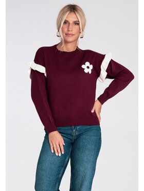 FIGL FIGL Sweter M1242 Bordowy Regular Fit