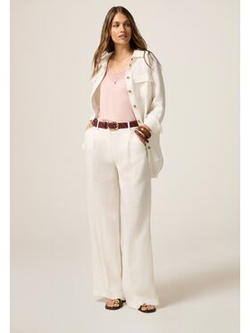 Oltre Oltre Pantaloni di tessuto P014R008438N011 Bianco Baggy Fit