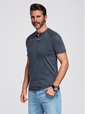Ombre Ombre T-Shirt OM-TSWT-0150 Granatowy Regular Fit