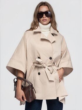 Ombre Ombre Płaszcz przejściowy OW-CT-E0020 Beżowy Oversize