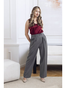 Justyna Ołtarzewska Justyna Ołtarzewska Spodnie materiałowe Jazzy Szary Regular Fit