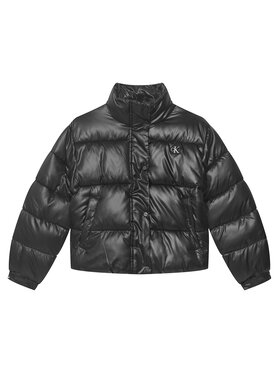 Calvin Klein Jeans Calvin Klein Jeans Pārejas jaka Minime Shiny Short Puffer LVCKTJM01G Melns Regular Fit