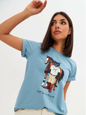 CAT by maniita lacitta CAT by maniita lacitta T-Shirt Printed T-shirt Niebieski Regular Fit