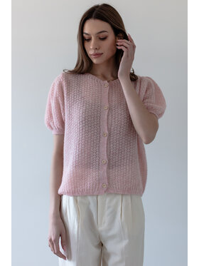 Fobya Fobya Sweter F2025 Różowy Basic Fit