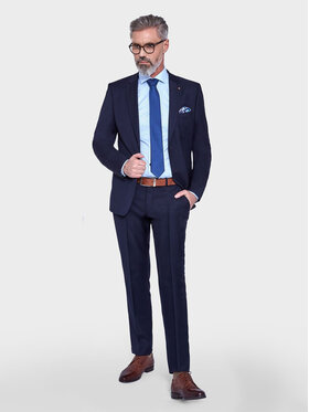 VILLARO VILLARO Spodnie garniturowe SPOMAR307 Granatowy Regular Fit