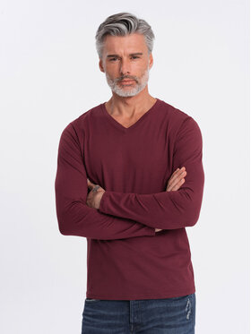 Ombre Ombre Longsleeve OM-LSBL-0108 Bordowy Classic Fit