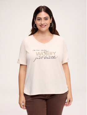 Fiorella Rubino Fiorella Rubino T-Shirt G00OL009618N011 Kremowy Regular Fit