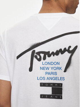 Tommy Jeans T-shirt Graffiti Sig DM0DM18529 Bijela Regular Fit