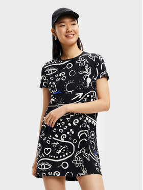 Desigual Desigual Každodenní šaty Symbols 22WWVK70 Černá Regular Fit