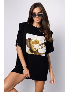 LilaLou LilaLou T-Shirt Sunday Czarny Oversize