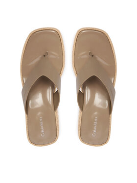 Calvin Klein Calvin Klein Šlepetės per pirštą Block Heel Espa 50 Thong Lth HW0HW02902 Ruda