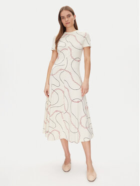 Tommy Hilfiger Tommy Hilfiger Ежедневна рокля Modern F&F Midi Dress WW0WW44547 Бял Regular Fit