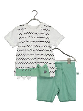 Blue Seven Blue Seven Set majica i hlače 422189 X Zelena Regular Fit