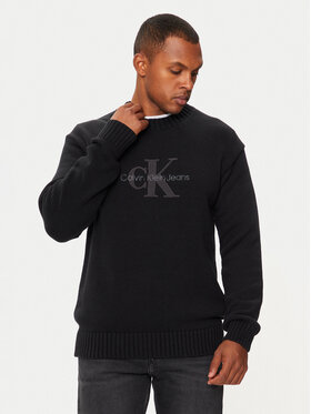 Calvin Klein Jeans Calvin Klein Jeans Sweter Chenille Mnologo J30J326887 Czarny Regular Fit