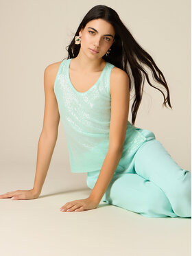 Oltre Oltre Blusa 2038J100821N005 Turchese Slim Fit