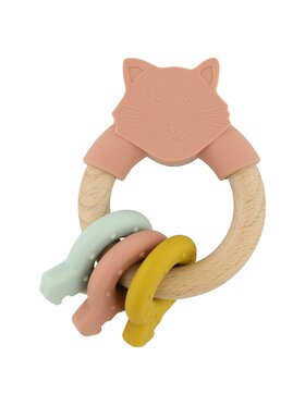 Trixie Baby Trixie Baby Zabawka Drewniany gryzak - zestaw silikonowych kluczy Kot Różowy