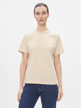 Calvin Klein Calvin Klein T-Shirt Smooth Cotton Crew Neck Tee Ss K20K205410 Beżowy Regular Fit