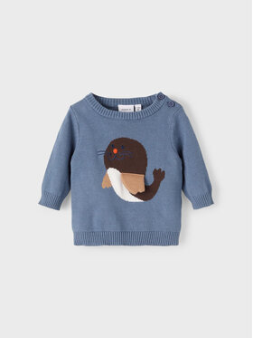 Dziecięcy sweter ułożony płasko, widok z przodu.