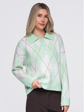 Ombre Ombre Svetr OW-SW-E0030 Zelená Relaxed Fit