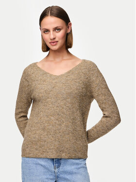 Pieces Pieces Svetr Ellen 17114251 Hnědá Regular Fit