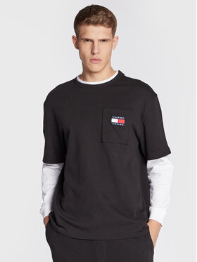 Tommy Jeans Tommy Jeans Longsleeve krekls Skater 2 In 1 DM0DM15052 Melns Relaxed Fit