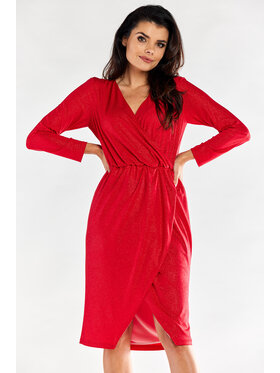 Awama Awama Sukienka wieczorowa A548 Czerwony Basic Fit