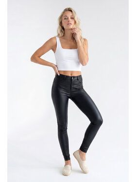 FIGL FIGL Spodnie skórzane M1343 Czarny Fitted Fit
