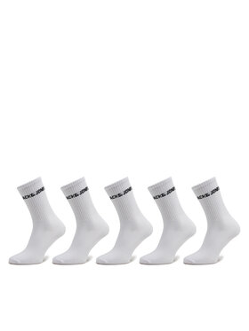 Jack&Jones Junior Jack&Jones Junior Zestaw 5 par wysokich skarpet dziecięcych Basic 12219499 Biały