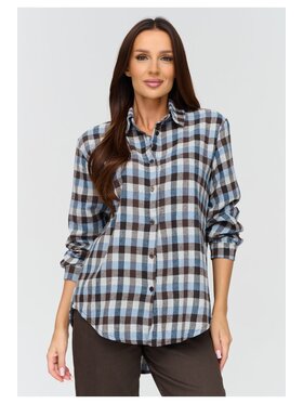 Makadamia Makadamia Koszula C75 Niebieski Loose Fit